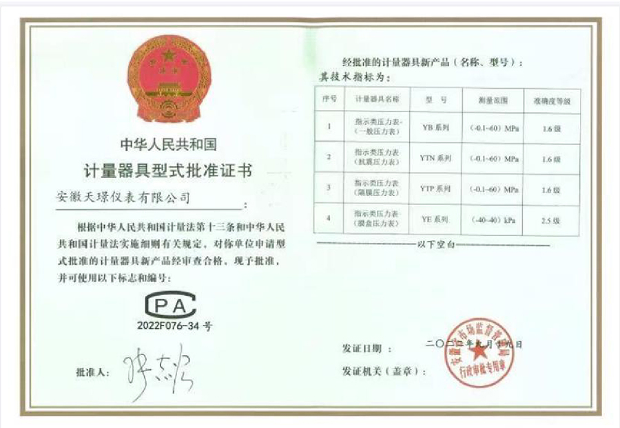 计量器具型式批准******
